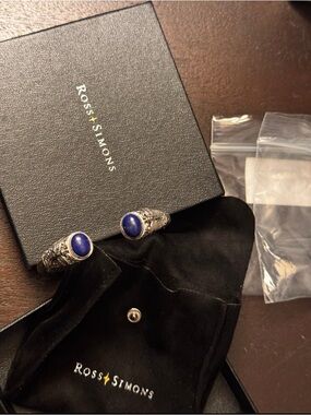 Ross-Simons Silver Men’s Cuff Links with Deep Blue Stones